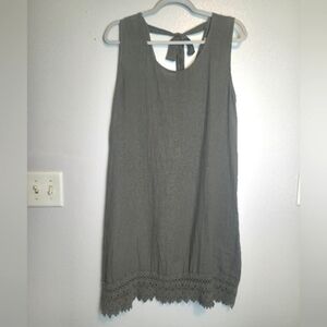 Rosemarine 100% Linen Tie Back Dress Size Small Gray